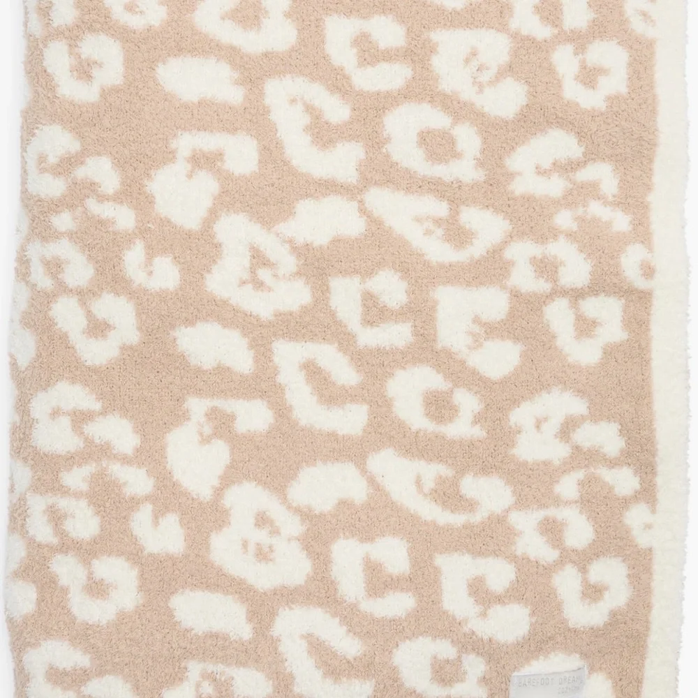 Barefoot Dreams Cozy Chic Tan Cream Animal Print Blanket::45 x 60::NWT::